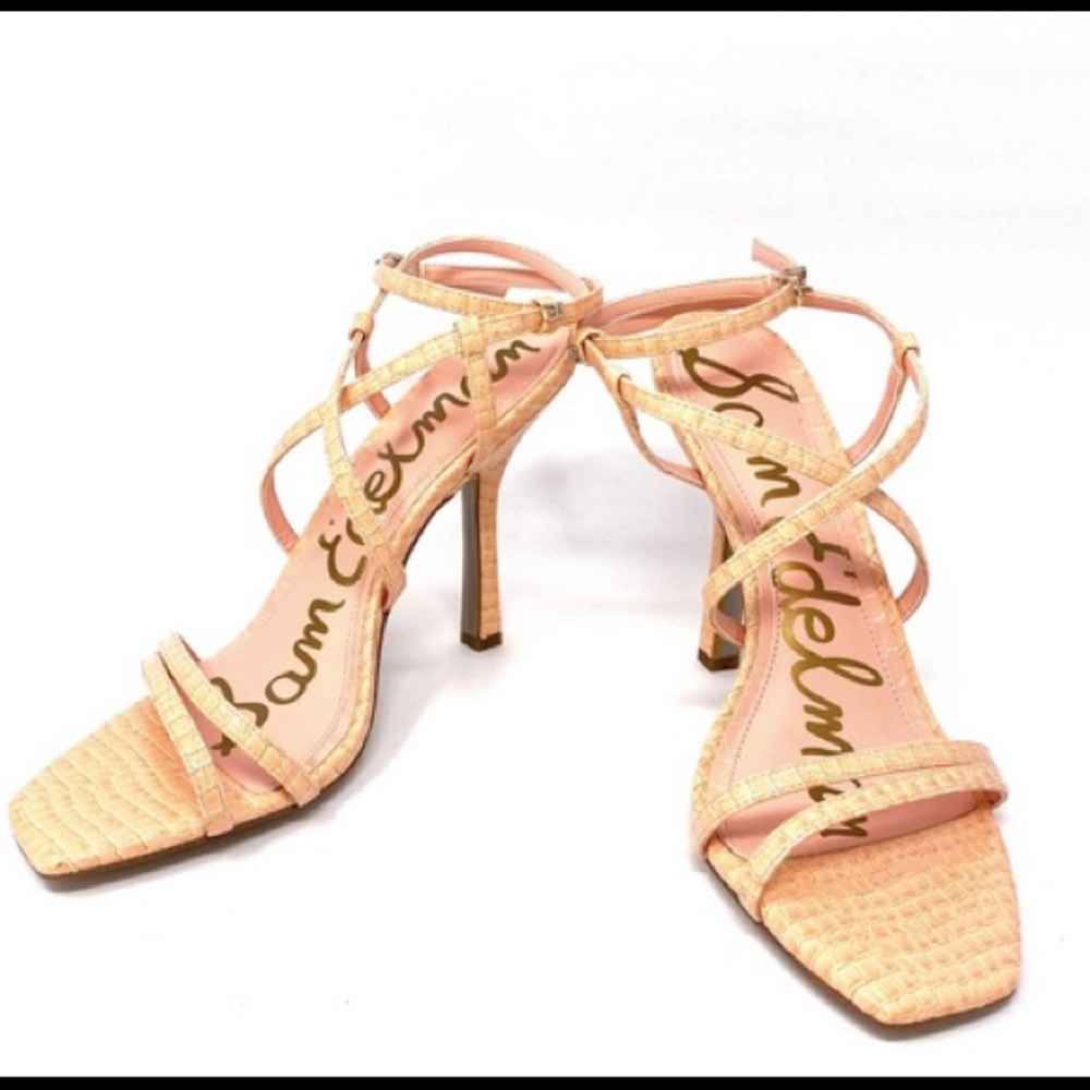 SAM EDELMAN STRAPPY CROC EMBOSSED SANDALS